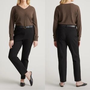 Quince Black Ultra Stretch Ponte Straight Leg 4 Pocket Pants NWT Small TALL Work